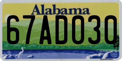 AL license plate 67AD030