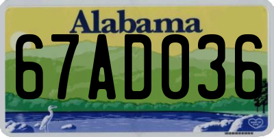 AL license plate 67AD036