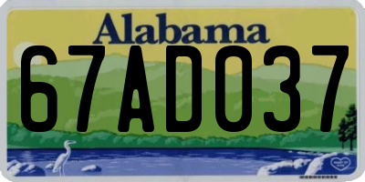 AL license plate 67AD037