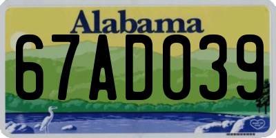 AL license plate 67AD039