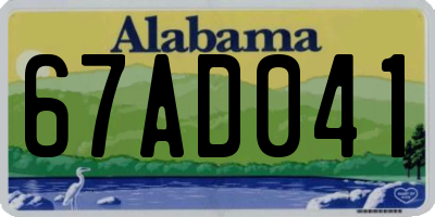 AL license plate 67AD041