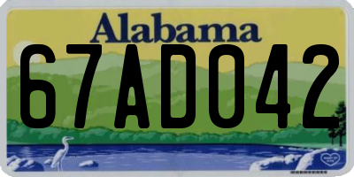 AL license plate 67AD042