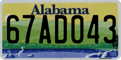 AL license plate 67AD043