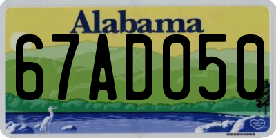 AL license plate 67AD050