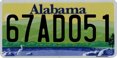 AL license plate 67AD051