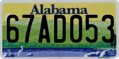 AL license plate 67AD053