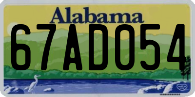 AL license plate 67AD054