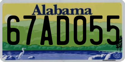 AL license plate 67AD055