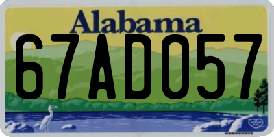 AL license plate 67AD057