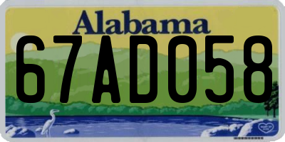 AL license plate 67AD058