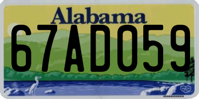 AL license plate 67AD059