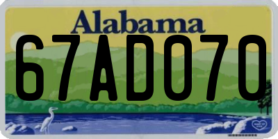 AL license plate 67AD070