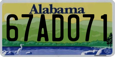 AL license plate 67AD071