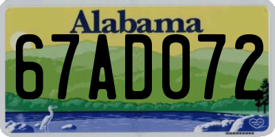 AL license plate 67AD072