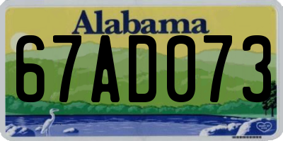 AL license plate 67AD073