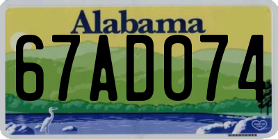 AL license plate 67AD074