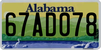 AL license plate 67AD078