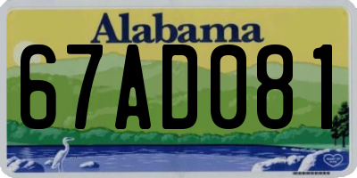 AL license plate 67AD081