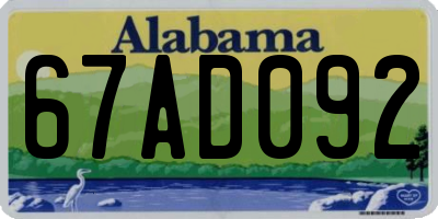 AL license plate 67AD092