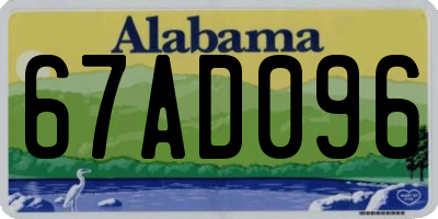 AL license plate 67AD096