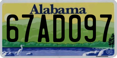 AL license plate 67AD097