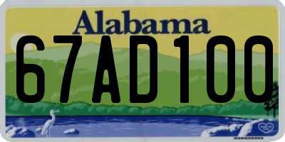 AL license plate 67AD100