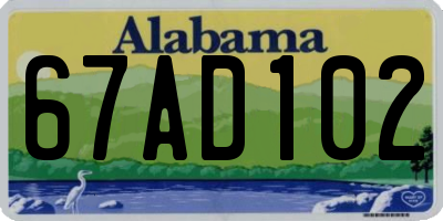 AL license plate 67AD102