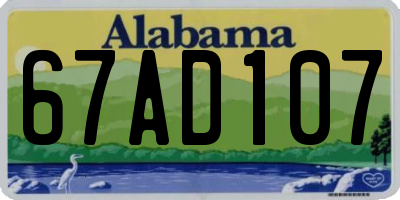 AL license plate 67AD107