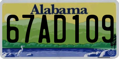 AL license plate 67AD109