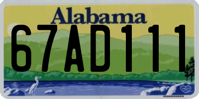 AL license plate 67AD111