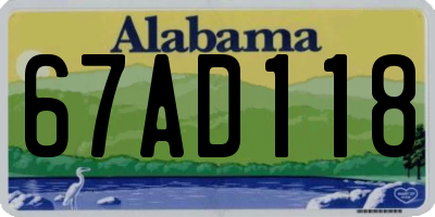 AL license plate 67AD118