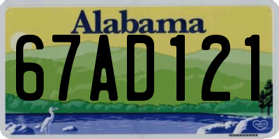 AL license plate 67AD121