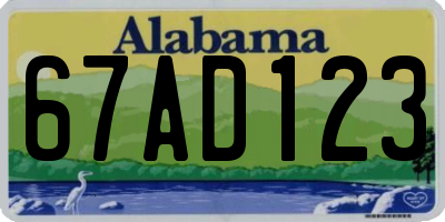 AL license plate 67AD123