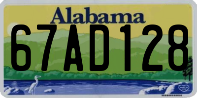 AL license plate 67AD128
