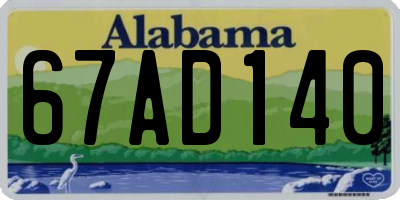 AL license plate 67AD140