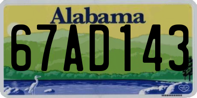 AL license plate 67AD143
