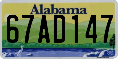AL license plate 67AD147