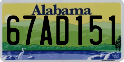 AL license plate 67AD151