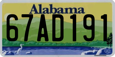AL license plate 67AD191