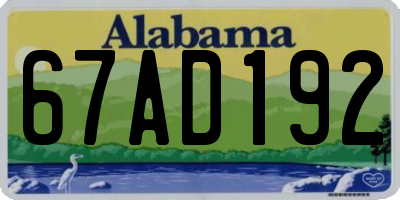 AL license plate 67AD192