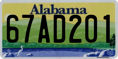 AL license plate 67AD201