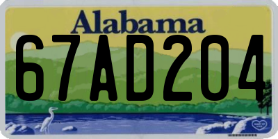 AL license plate 67AD204