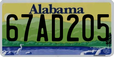 AL license plate 67AD205
