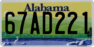 AL license plate 67AD221