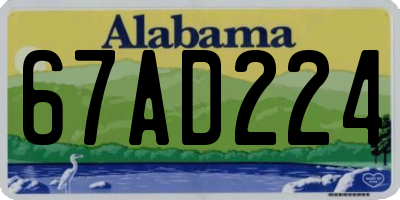 AL license plate 67AD224