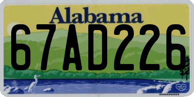 AL license plate 67AD226