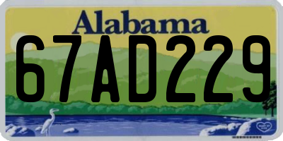 AL license plate 67AD229