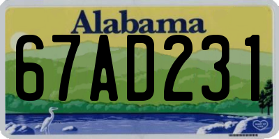 AL license plate 67AD231