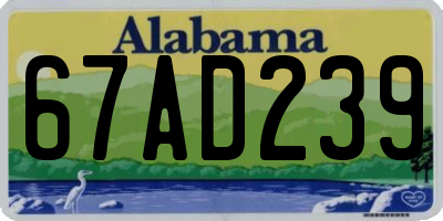AL license plate 67AD239