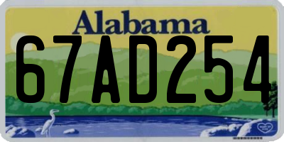 AL license plate 67AD254